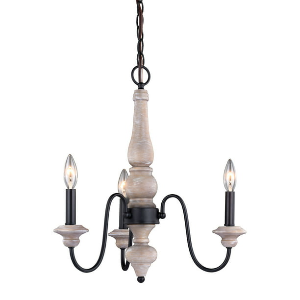 Small Georgetown Dining Room Country Farmhouse 4-arm Chandelier in Black